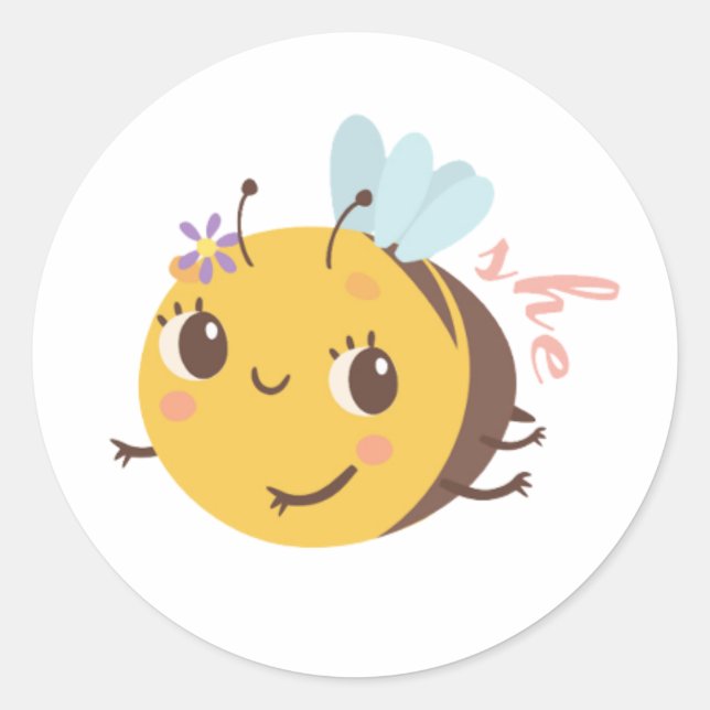 Gender Reveal Bee Vote Girl Round Sticker (Front)