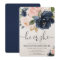 Gender reveal blush pink navy blue floral elegant