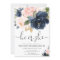 Gender reveal blush pink navy blue floral elegant