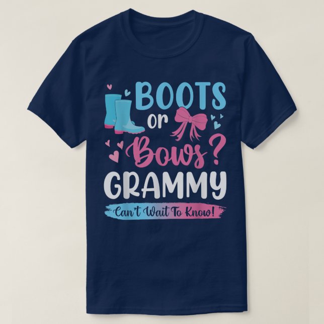 Gender reveal boots or bows Grammy matching baby p T-Shirt (Design Front)
