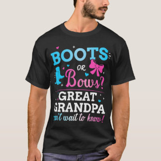 Gender reveal boots or bows great grandpa baby par T-Shirt
