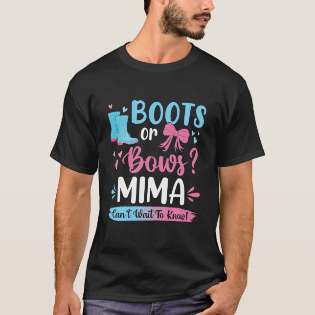 Gender Reveal Boots Or Bows Mima Matching Baby Par T-Shirt (Front)
