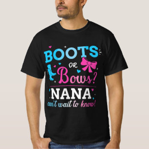 Gender reveal boots or bows nana matching baby par T-Shirt