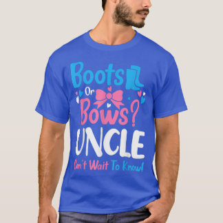 Gender Reveal Boots or Bows Uncle Baby Announcemen T-Shirt