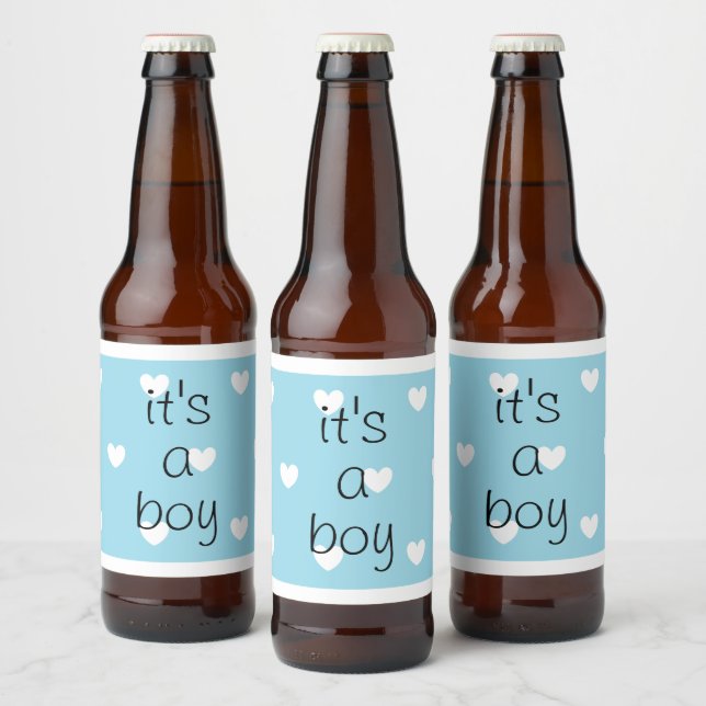 gender reveal (boy) beer labels (Bottles)