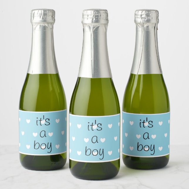 gender reveal (boy) mini Sparkling Wine labels (Bottles)