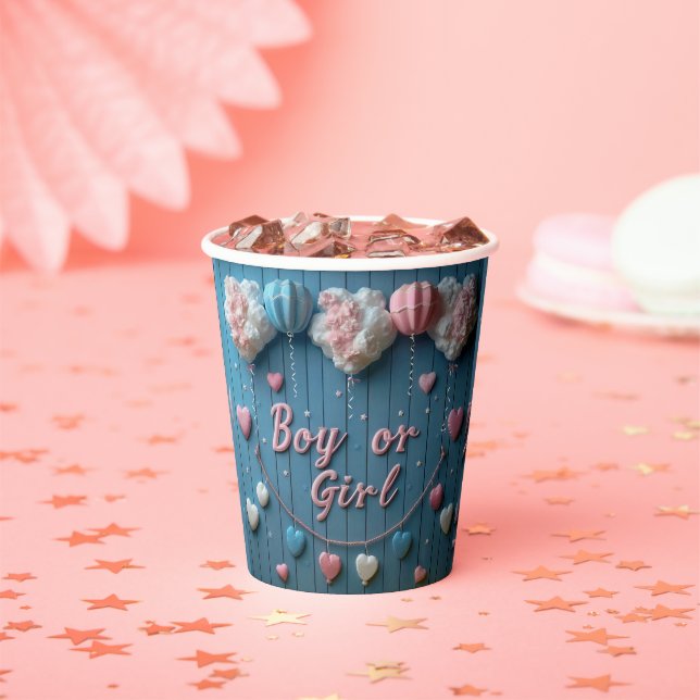 Gender Reveal Boy or Girl Paper Cups (Insitu)