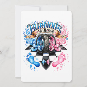 Gender Reveal Boy or Girl Party Cars Bows Invitation