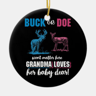 Gender Reveal Buck or Doe Party Grandma Ceramic Ornament