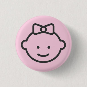 Gender Reveal Button: PINK Vecteezy.com 1 Inch Round Button