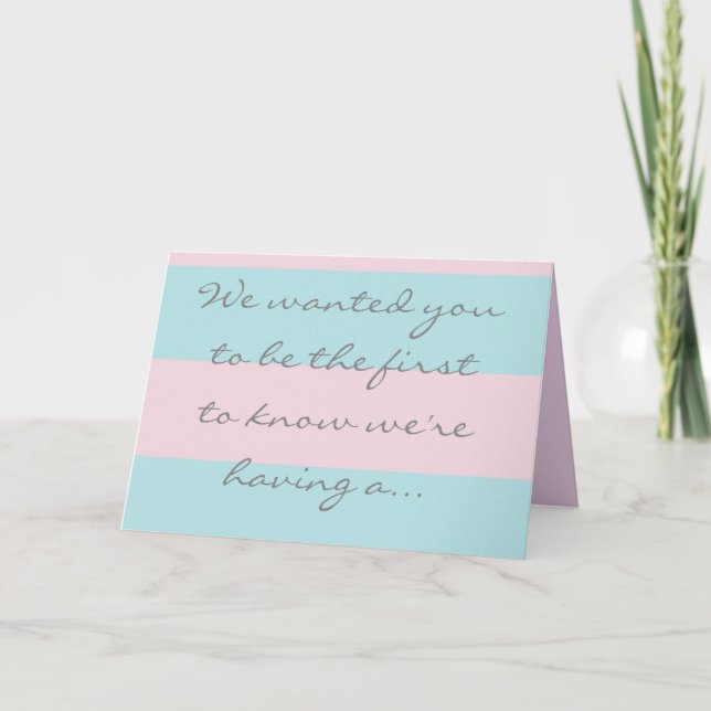 Gender reveal card for baby girl (Front)