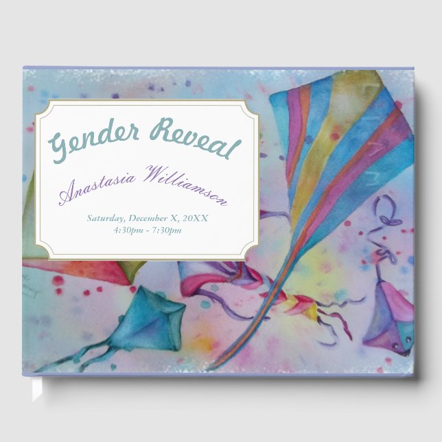 GENDER REVEAL COLORFUL HIGH FLYING KITES GUEST BOOK (Front)