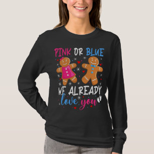Gender Reveal Cute Gingerbread Funny Pink Or Blue T-Shirt