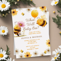 Gender Reveal Cute Yellow Bee Daisy