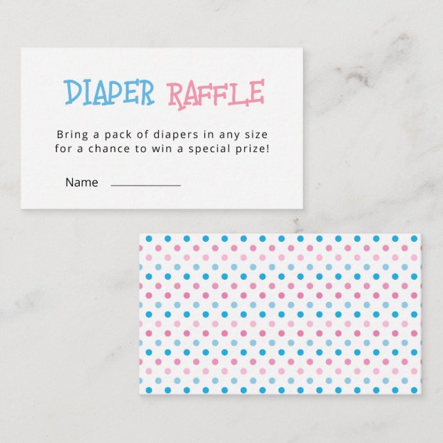 Gender Reveal Diaper Raffle Ticket Enclosure Card (Front/Back)