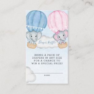 Gender Reveal Elephant Balloon Diaper Raffle Enclosure Card