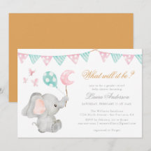 Gender Reveal Elephant Elegant Baby Shower