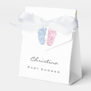 Gender Reveal Feet Feet Drips Glitter Pink Blue Favor Box