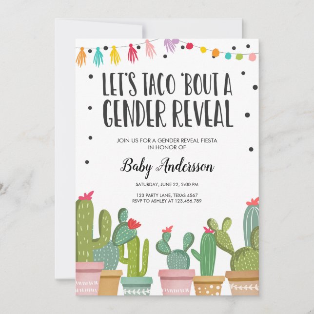 Gender Reveal Fiesta Invitation Baby Shower (Front)
