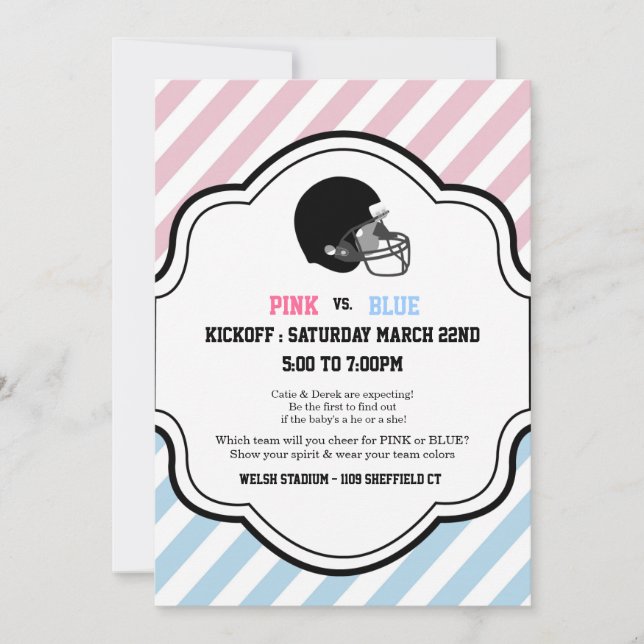 Gender Reveal Football Baby Shower boy girl pink Invitation (Front)