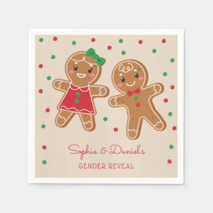 Gender Reveal Gingerbread Cocktail Napkin