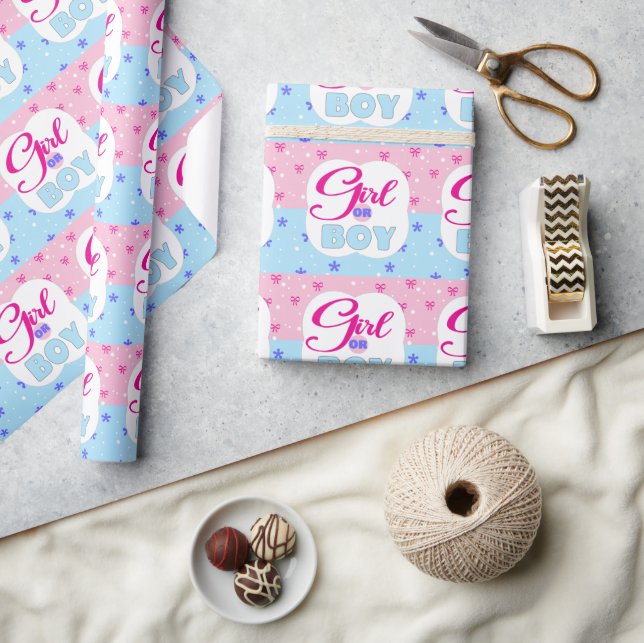 Gender Reveal Girl or Boy  Wrapping Paper (Crafts)
