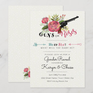 Gender Reveal Guns or Roses Invitation