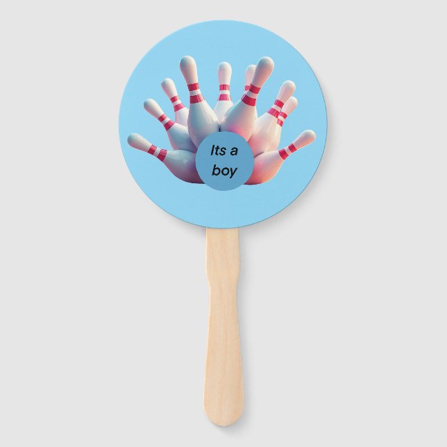 Gender reveal hand fan bowling pins (Front)