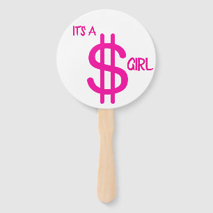 Gender reveal hand fans dollar sign baby shower