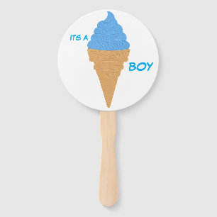 gender reveal hand fans ice cream cones baby party