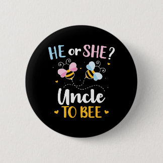 Gender reveal he or she uncle matching baby party 2 inch round button