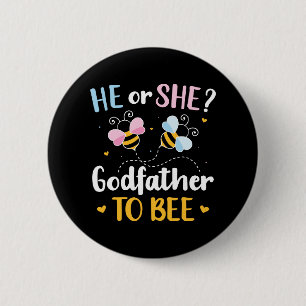 Gender reveal he she godfather matching baby party 2 inch round button