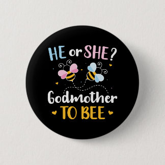 Gender reveal he she godmother matching baby party 2 inch round button