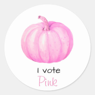 Gender Reveal I Vote Pink Pumpkin Baby Shower Classic Round Sticker