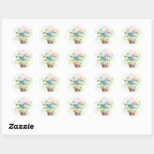 Gender Reveal in Sage Baby Animals Safari  Classic Round Sticker