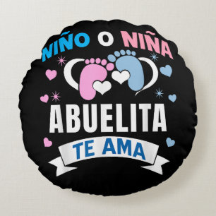 Gender Reveal in Spanish Round Pillow