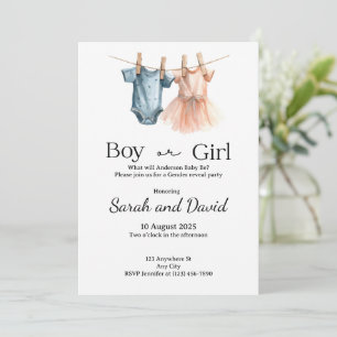 Gender Reveal Invitation • Boy or Girl Baby Shower