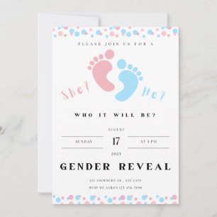 gender reveal invitation,boy or girl, feet invitation