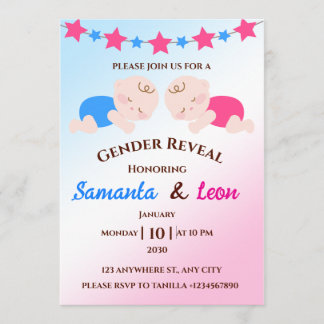 Gender Reveal Invitation Card