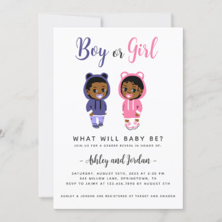 Gender Reveal Invitation Cool Black Babies