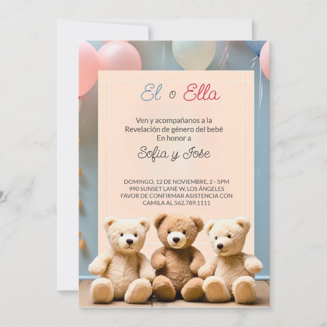 Gender Reveal Invitation with Spanish Charm (Front)
