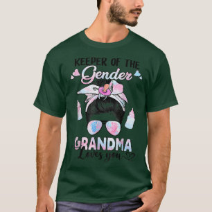 Gender Reveal Keeper Of The Gender Grandma Loves Y T-Shirt