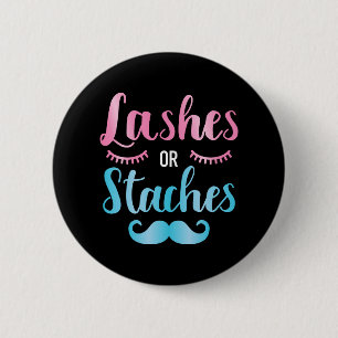 Gender reveal lashes staches baby party supplies 2 inch round button