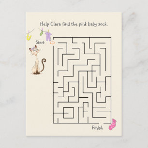 Gender Reveal Maze Game / Help Clar find the Sock. Card