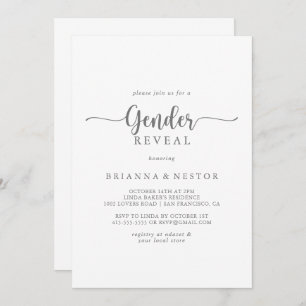 Gender Reveal Minimalist Calligraphy Party  Invitation
