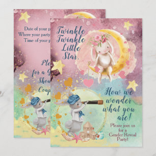 Gender Reveal or Twins Baby Shower Invitation