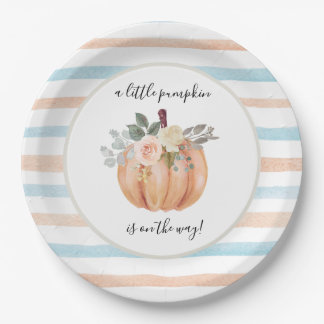 Gender Reveal Our Little Pumpkin is On The Way  Paper Plate