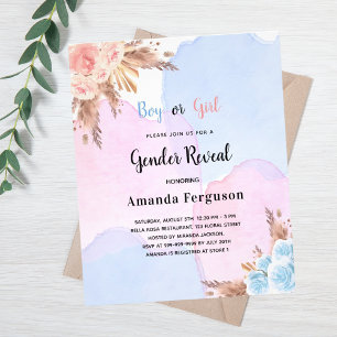 gender reveal pampas grass pink blue budget flyer