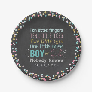 Gender Reveal Paper Plates Boy or girl Confetti