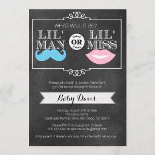 Gender Reveal Party Baby Shower Invitation Chalk